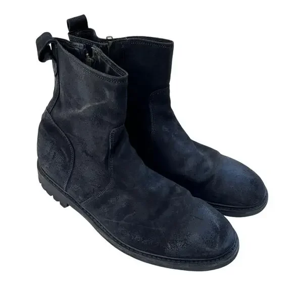 Allen Edmonds Black Suede Leather Lug Sole Side Zip Boots Size 9.5D